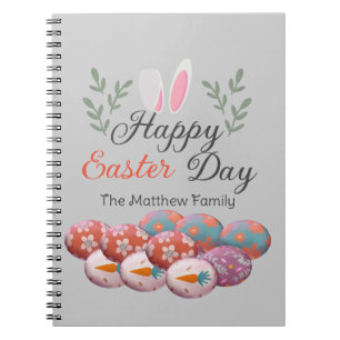 Caderno Espiral simples família de Felzs pascoa de Caligrafia Mode