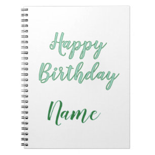 Caderno Espiral simples feliz aniversário minimal adicione seu nom