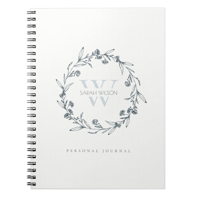 Caderno Espiral Simples Floral Laurel Wreath Monograma (Frente)