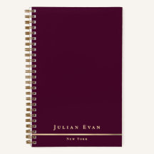 Caderno Espiral Simples Minimalista Vinho Bordô e