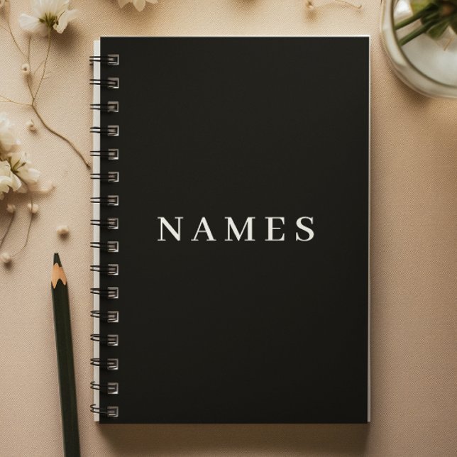 Caderno Espiral Simples Preto Personalizado Adicionar Seu Nome Ele (Criador carregado)