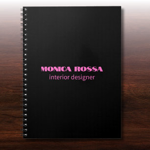 Caderno Espiral Simples profissional Neon Pink Preto