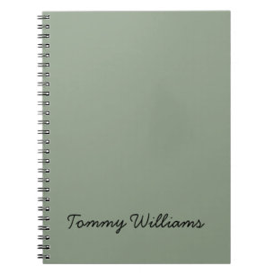 Caderno Espiral Simples profissional Verde Sage Minimalista