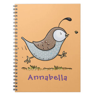 Caderno Espiral Simulação de desenho animado da codorniz californi