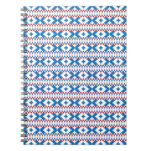 Caderno Espiral Sinais antigos letões, arte folclórica azul, ver