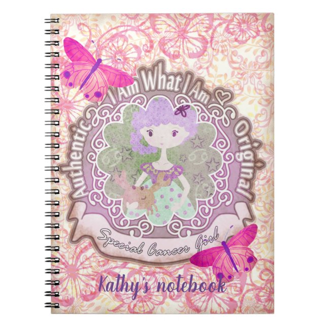 Caderno Espiral Sinais de cancer. notebook personalizado (Frente)