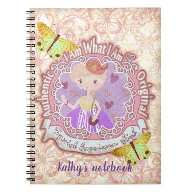 Caderno Espiral Sinais de Capricórnio. notebook personalizado (Frente)