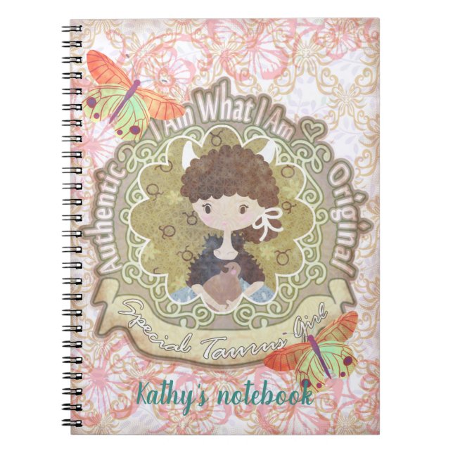 Caderno Espiral Sinais Taurus. notebook personalizado (Frente)