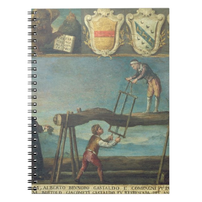 Caderno Espiral Sinal da guilda dos trabalhadores Venetian da (Frente)