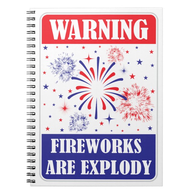 Caderno Espiral Sinal de Alerta de Fogos de Artifício (Frente)