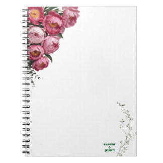 Caderno Espiral Sinal de Boas-Vindas de Casamento Floral Rosa Eleg