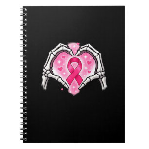 Caderno Espiral Sinal de coração da mão do esqueleto do Cancer da