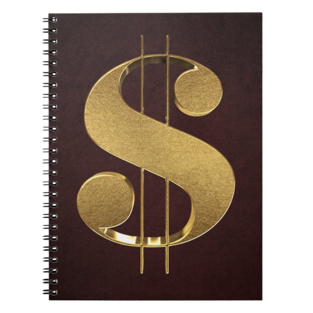 Caderno Espiral Sinal de dólar Dourado (Frente)