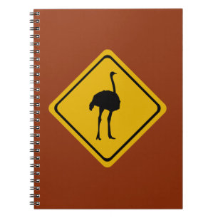 Caderno Espiral sinal de estrada da avestruz