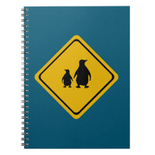Caderno Espiral sinal de estrada do pinguim