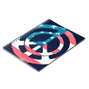 Caderno Espiral Sinal de Paz Americano grunge