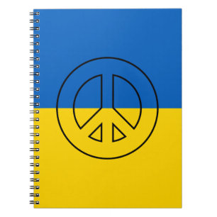 Caderno Espiral sinal de paz da bandeira ucraniana