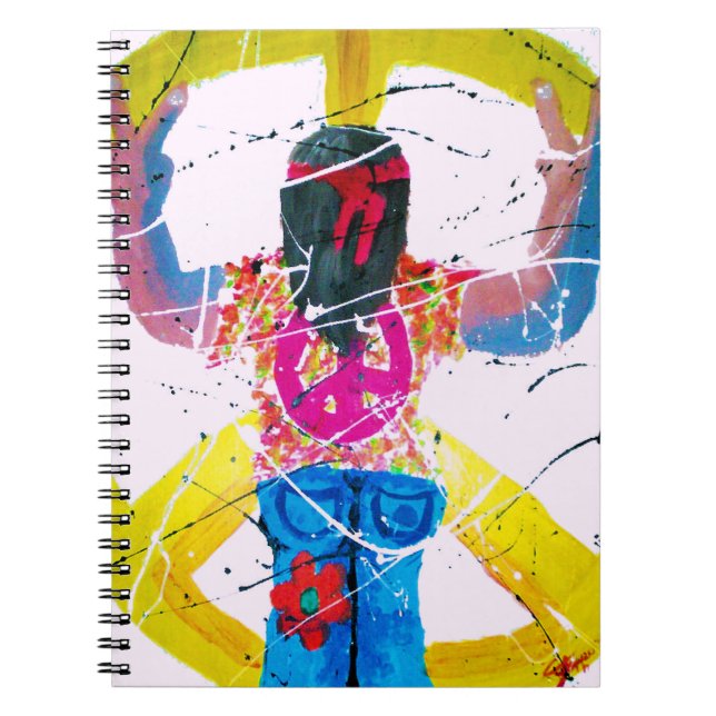 Caderno Espiral Sinal de Paz Groovy Hippie (Frente)
