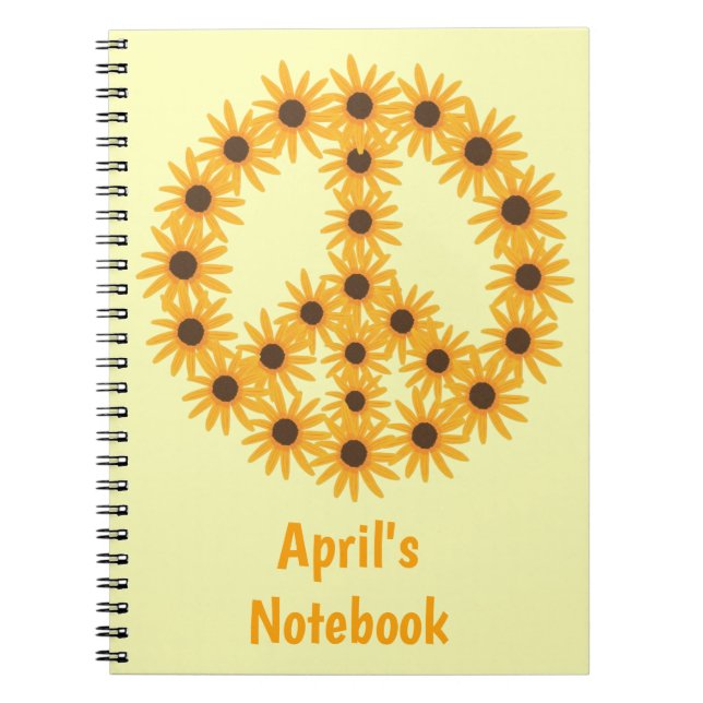 Caderno Espiral Sinal de Paz Sunflower Notebooks Personalizados (Frente)