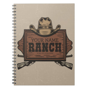 Caderno Espiral Sinal de Ranhura Ocidental do Cowboy Guns do NOME 