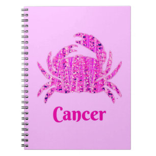 Caderno Espiral Sinal de Zodiac para Cancer em Maroon e Roxo