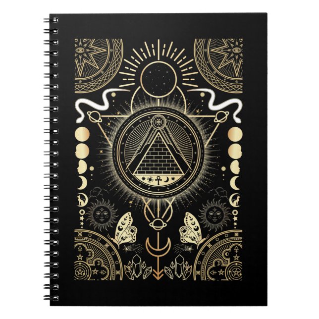 Caderno Espiral Sinal espiritual Lua Astrologia Sol Estrelas (Frente)