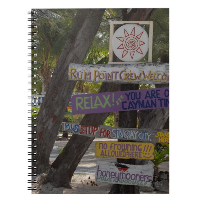 Caderno Espiral Sinal poste Rum Point Grand Cayman (Frente)