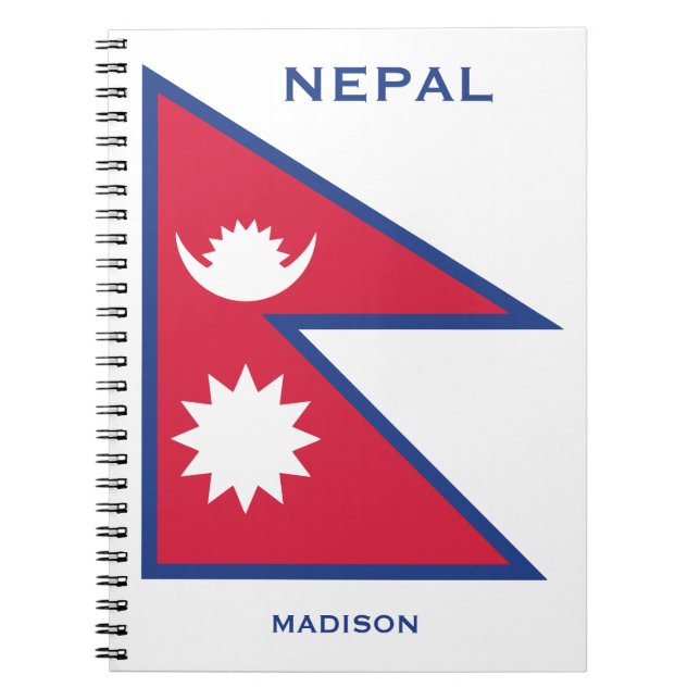 Caderno Espiral Sinalizador Nepal de Nome e Texto Personalizado (Frente)