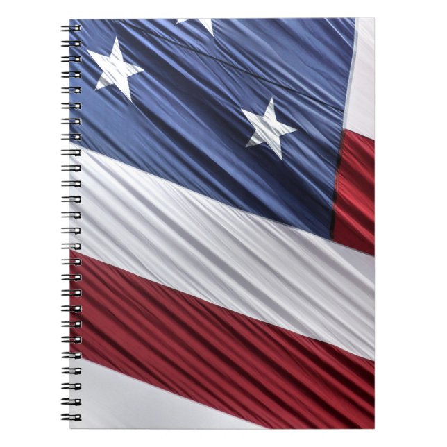 Caderno Espiral Sinalizador Patriótico Americano Vermelho, Branco  (Frente)