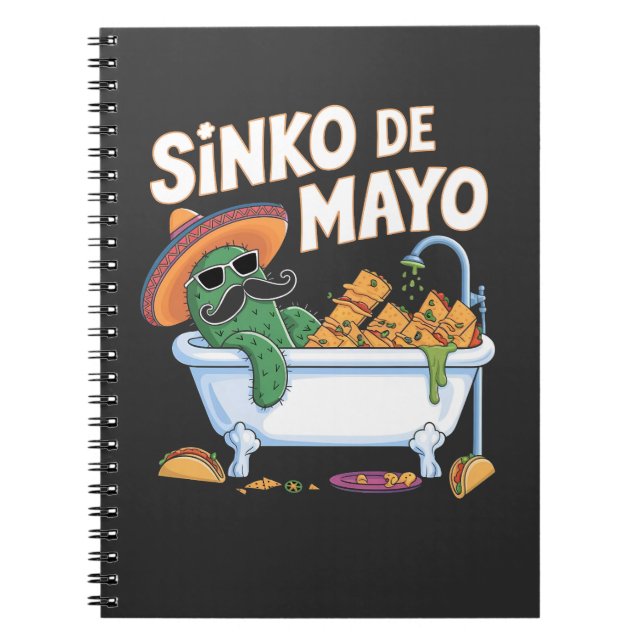 Caderno Espiral Sinko de Mayo Cinco De Mayo Cactus Funny (Frente)