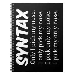 Caderno Espiral Sintaxe Engraçado Nose Picting