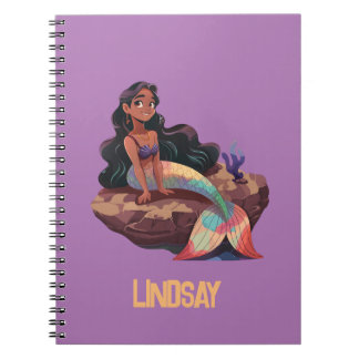 Caderno Espiral Sirene Elegante Adorável com o Nome das Crianças