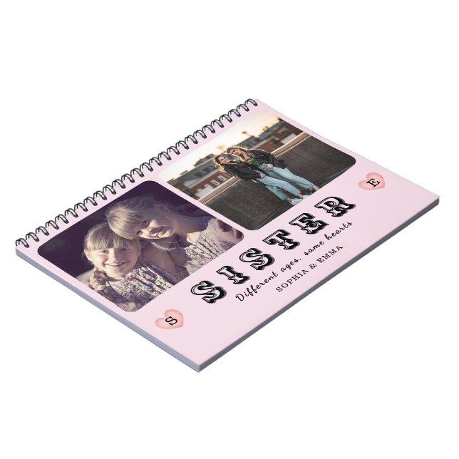 Caderno Espiral Sisters Forever – Photo Collage Spiral Notebook (Left Side)