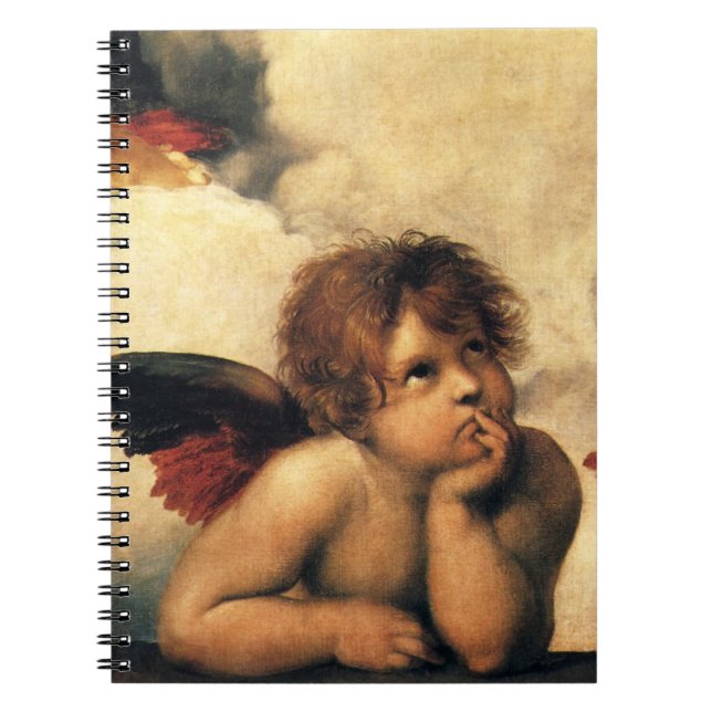 Caderno Espiral Sistine Madonna Angels por Raphael Sanzio (Frente)