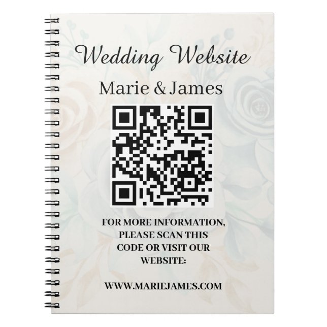 Caderno Espiral Site de Casamento Adicionar Nome Data QR Código Mi (Frente)