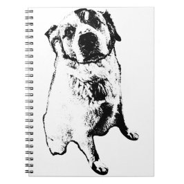 Caderno Espiral Sitting Dog Ink Art Notebook
