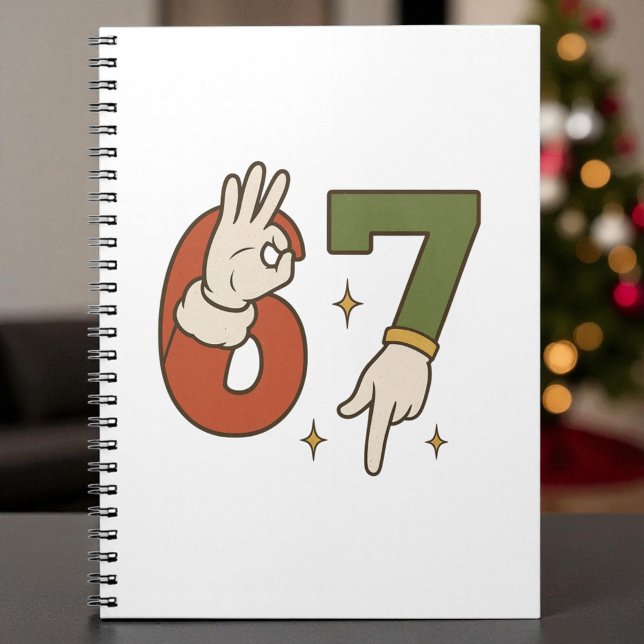Caderno Espiral  Six Seven 67 6 7 Santa Elf Christmas Meme (Criador carregado)