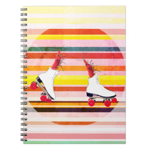 Caderno Espiral Skate, Camarões no skate Surreal art Notebook
