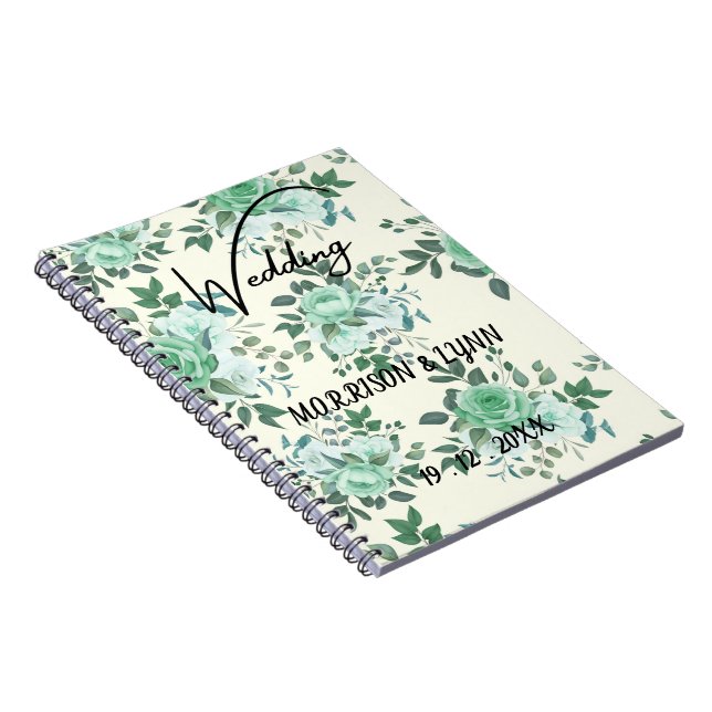 Caderno Espiral Skaymarts | Elegante Convidado para Casamento Verd (Lado Direito)