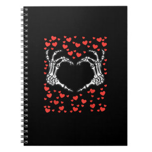 Caderno Espiral Skeleton Dia de os namorados de Mão Engraçado Clás