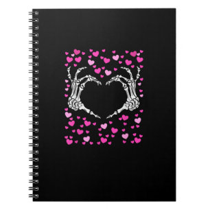 Caderno Espiral Skeleton Dia de os namorados Mão Engraçado Viral