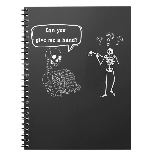 Caderno Espiral Skeleton Engraçado Pun Você Pode Me Dar A Mão? (Frente)