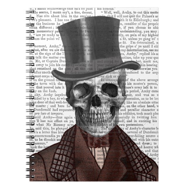 Caderno Espiral Skeleton Gentleman e Chapéu Superior (Frente)