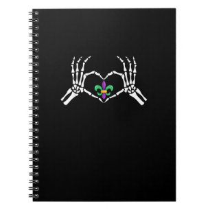 Caderno Espiral Skeleton Hand Heart Mardi Gras