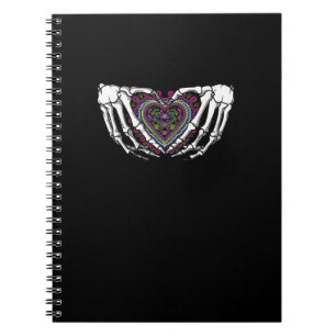 Caderno Espiral Skeleton Hand Heart Muertos Dia Mexicano do Morto