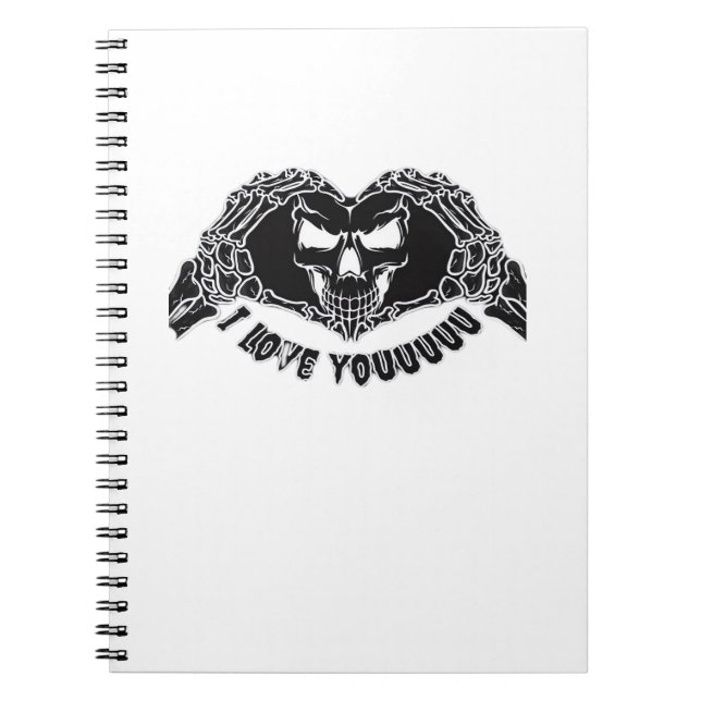 Caderno Espiral Skeleton Hands Skull, Design Halloween Para Backgr (Frente)