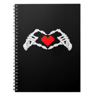 Caderno Espiral Skeleton Heart and Mands Meme