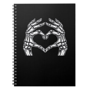 Caderno Espiral Skeleton Heart Hands Sign Halloween Figurume Basic