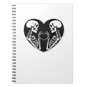 Caderno Espiral Skeleton Heart Hands Sinal Halloween Costume Retro