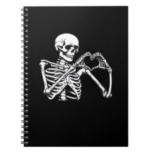 Caderno Espiral Skeleton Heart Hands Sinal Halloween Costume Trend